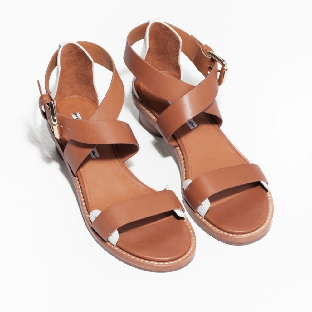 & Other Stories, Stacked Leather Heel Sandals